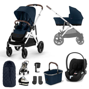 CYBEX Gazelle S + Cloud T Luxury Bundle - Ocean Blue-Travel Systems-No Base-SNOGGA Footmuff | Natural Baby Shower