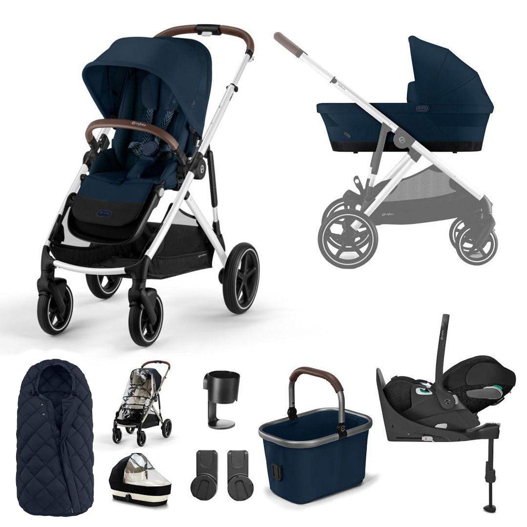 CYBEX Gazelle S + Cloud T Luxury Bundle - Ocean Blue-Travel Systems-Base T-SNOGGA Footmuff | Natural Baby Shower