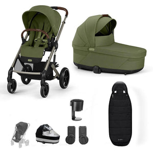 CYBEX Balios S Lux Essential Pushchair Bundle-Stroller Bundles-Moss Green-Gold Footmuff | Natural Baby Shower