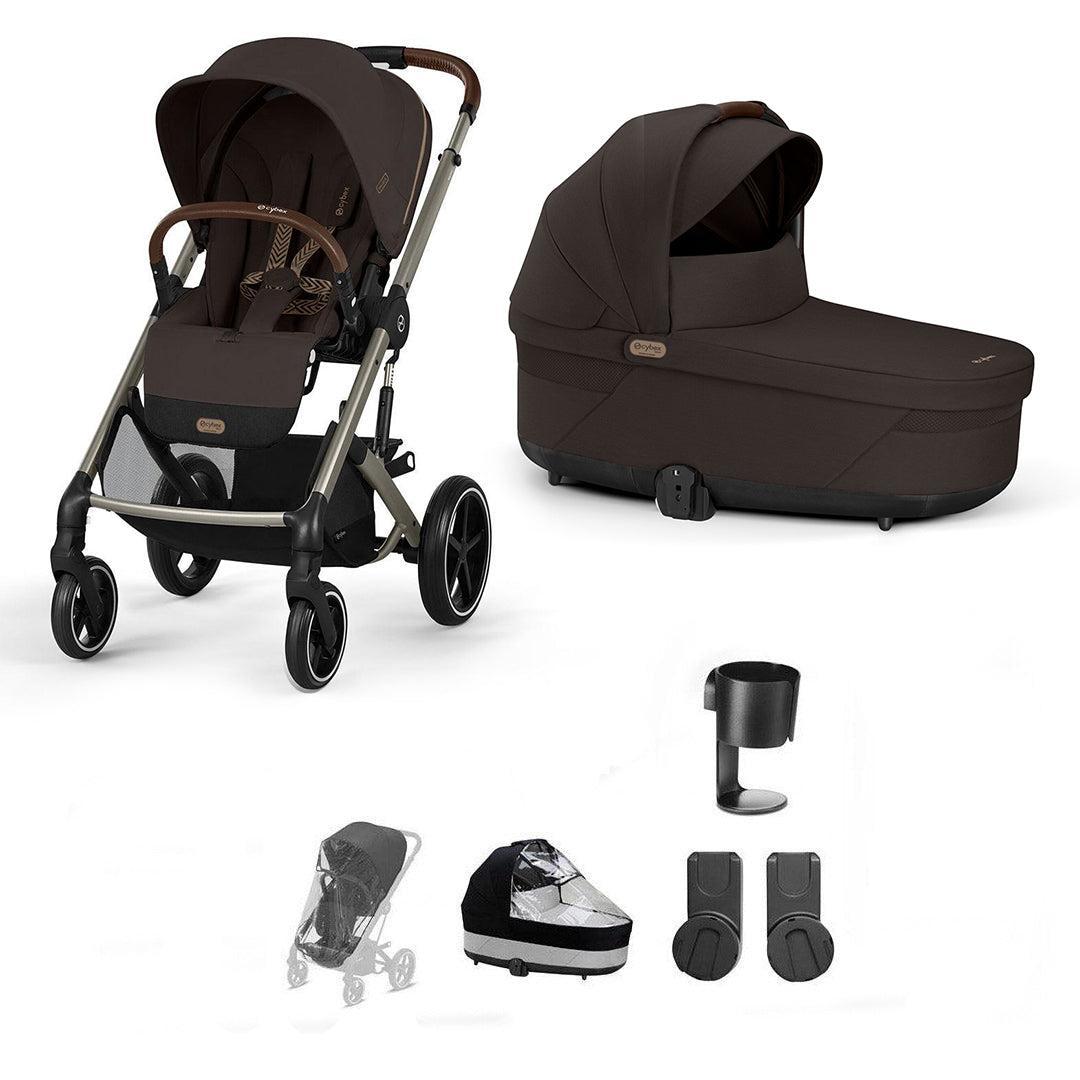 CYBEX Balios S Lux Essential Pushchair Bundle-Stroller Bundles-Chocolate Brown-No Footmuff | Natural Baby Shower