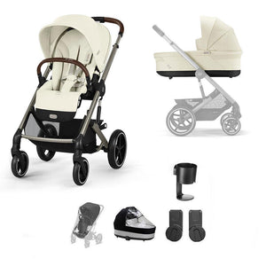 CYBEX Balios S Lux Essential Pushchair Bundle-Stroller Bundles-Seashell Beige-No Footmuff | Natural Baby Shower