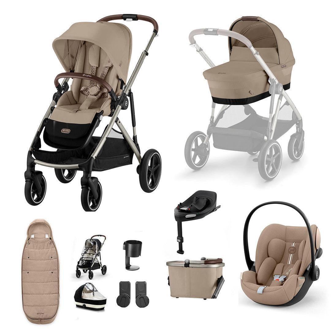 CYBEX Gazelle S + Cloud G Travel System-Travel Systems-Almond Beige-With Base | Natural Baby Shower