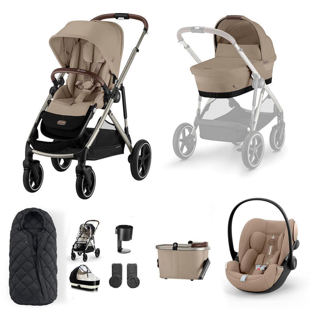 CYBEX Gazelle S + Cloud G Travel System-Travel Systems-Almond Beige-No Base | Natural Baby Shower