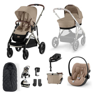 CYBEX Gazelle S + Cloud G Travel System-Travel Systems-Almond Beige-With Base | Natural Baby Shower