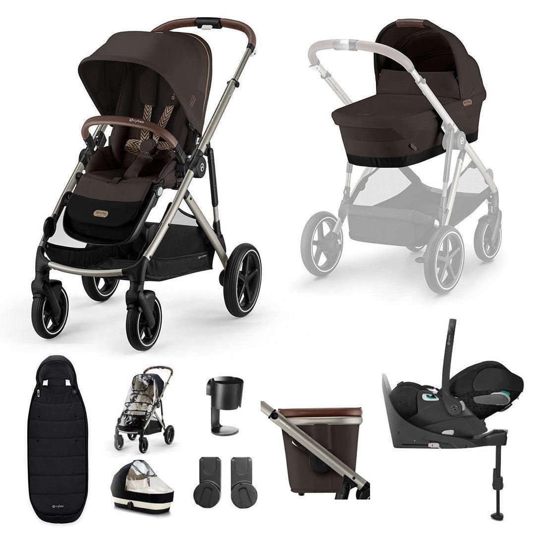 CYBEX Gazelle S + Cloud T Travel System-Travel Systems-Moon Black-No Base | Natural Baby Shower