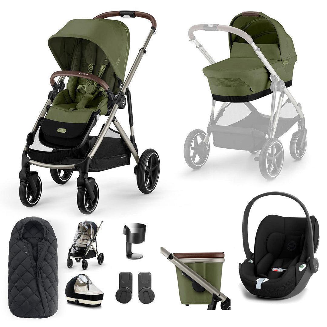 CYBEX Gazelle S + Cloud T Travel System-Travel Systems-Moon Black-No Base | Natural Baby Shower