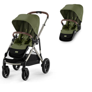 CYBEX Gazelle S Twin Pushchair-Strollers-Moss Green-With Seat Unit | Natural Baby Shower