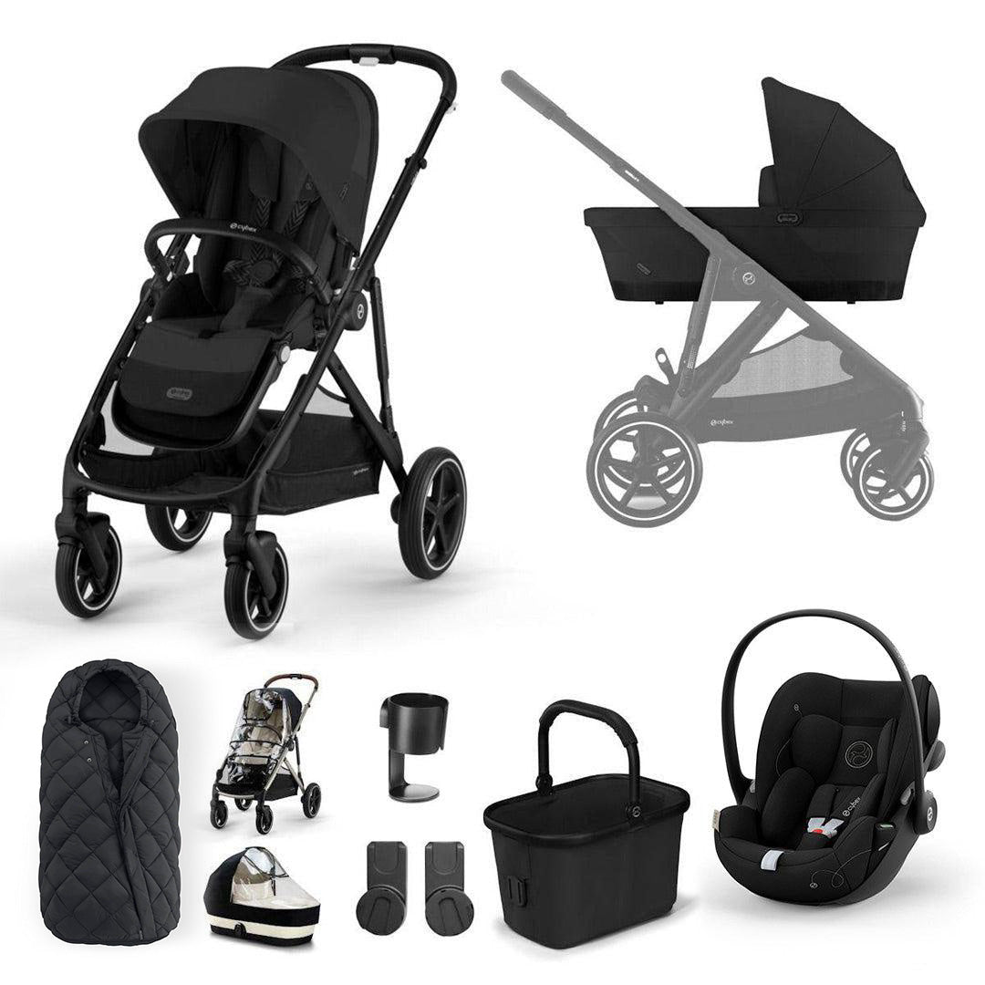 CYBEX Gazelle S + Cloud G Luxury Bundle - Moon Black-Travel Systems-Moon Black-SNOGGA Footmuff | Natural Baby Shower