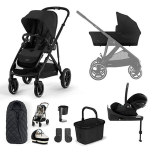 CYBEX Gazelle S + Cloud G Luxury Bundle - Moon Black-Travel Systems-Moon Black-SNOGGA Footmuff | Natural Baby Shower