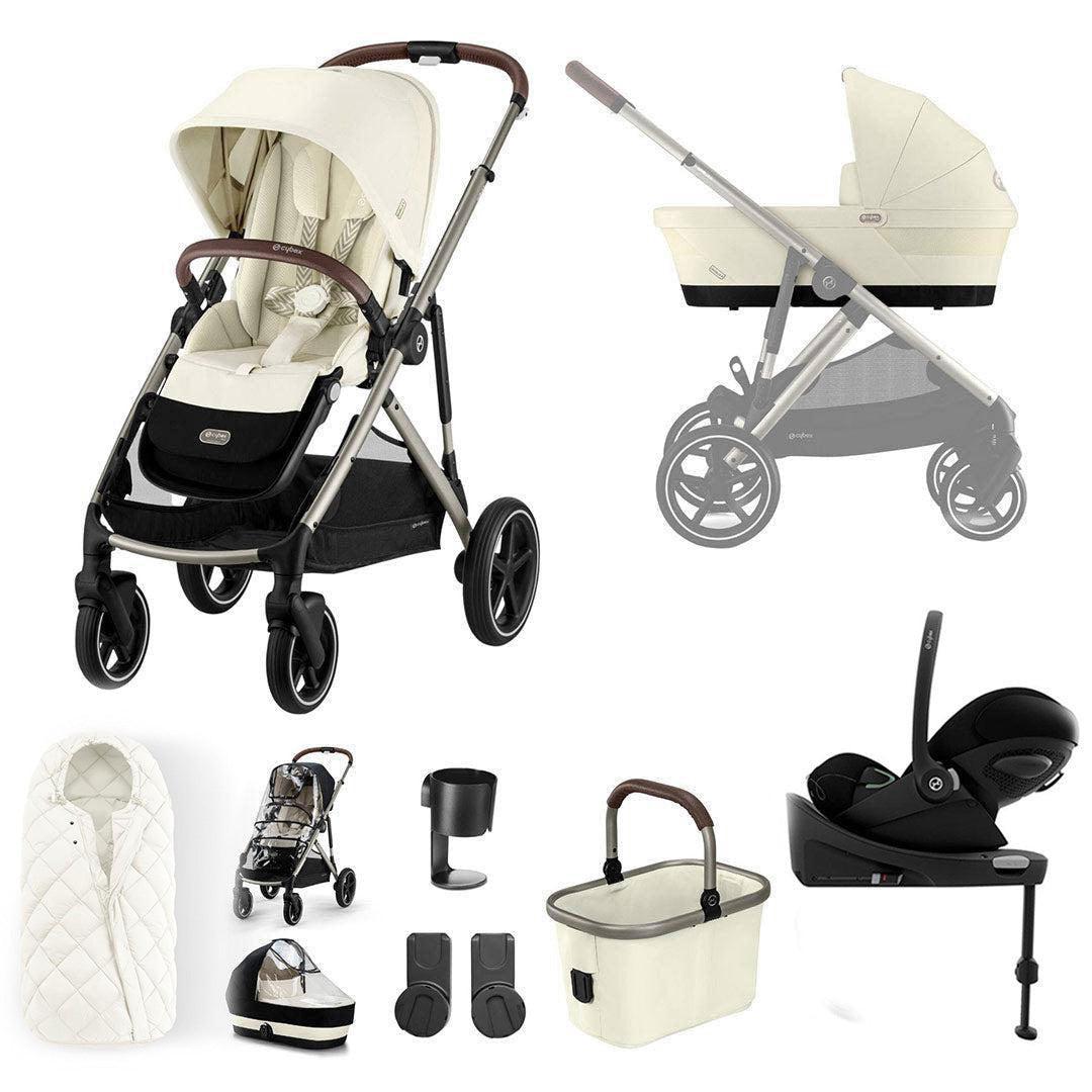 CYBEX Gazelle S + Cloud G Luxury Bundle - Seashell Beige-Travel Systems-Seashell Beige-SNOGGA Footmuff | Natural Baby Shower