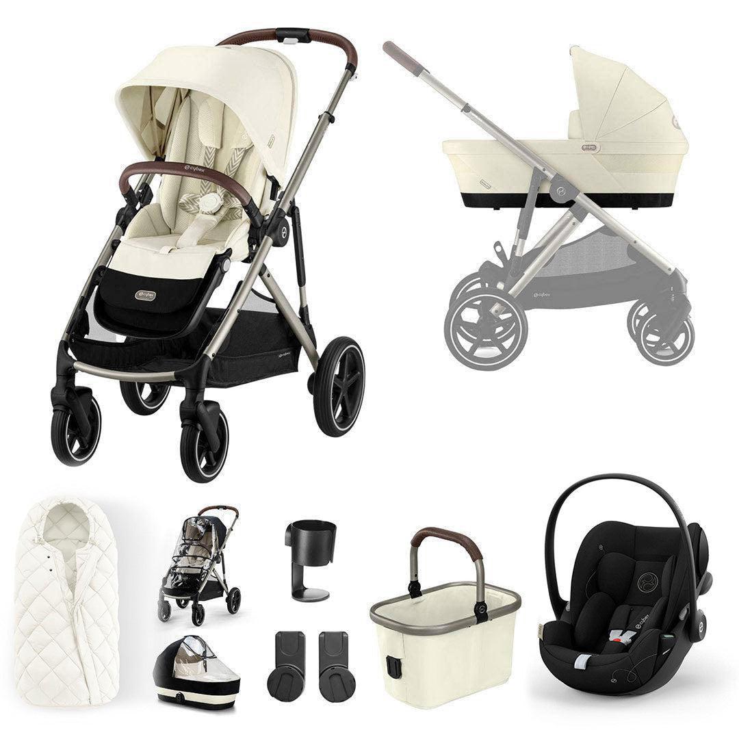 CYBEX Gazelle S + Cloud G Luxury Bundle - Seashell Beige-Travel Systems-Seashell Beige-SNOGGA Footmuff | Natural Baby Shower
