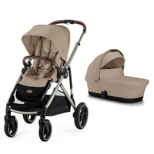 CYBEX Gazelle S Double Pushchair - Almond Beige-Strollers-Almond Beige-With Carrycot | Natural Baby Shower
