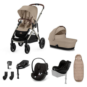 CYBEX Gazelle S Newborn to Toddler Ultimate Bundle-Travel Systems-Moon Black-1 x Base G | Natural Baby Shower