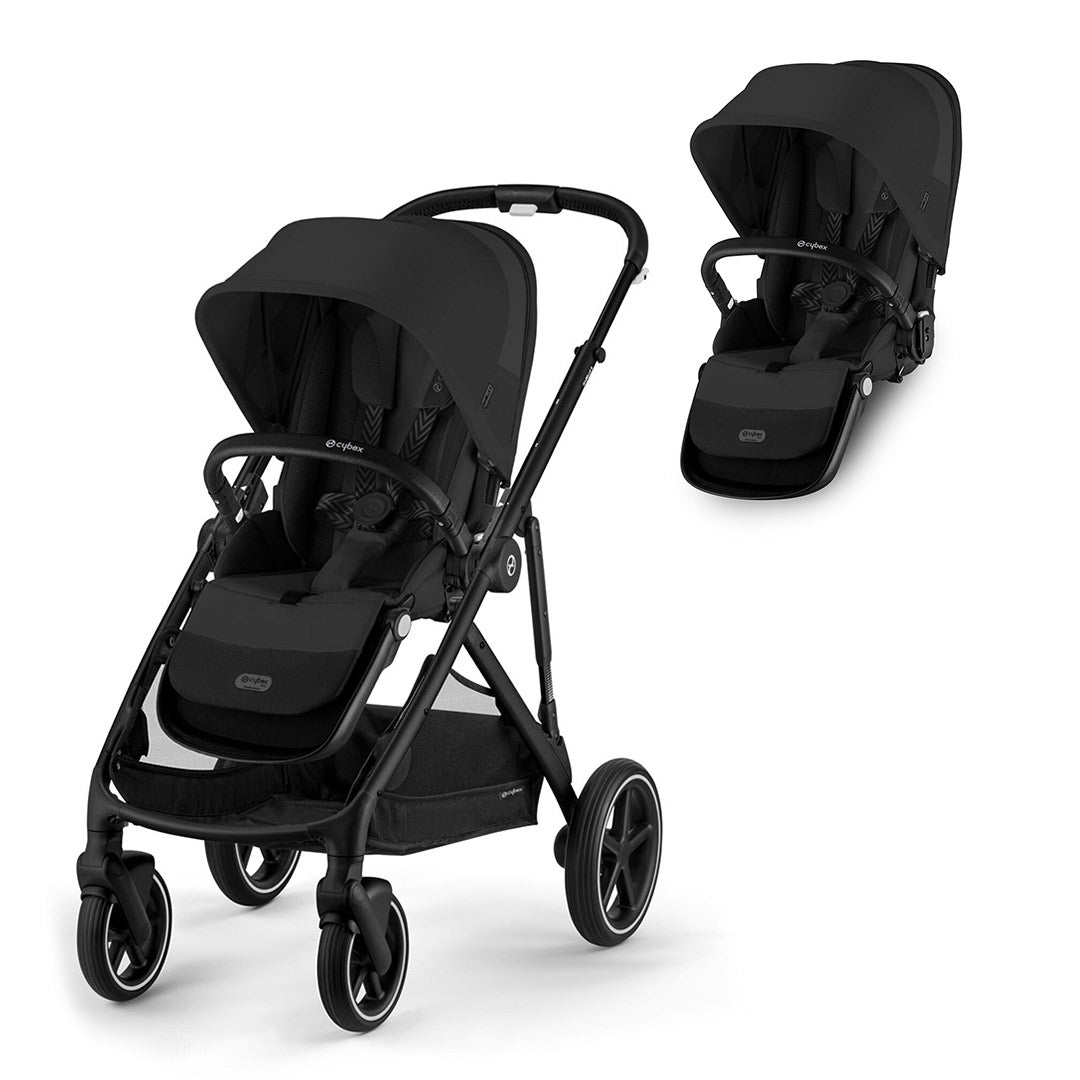 CYBEX Gazelle S Double Pushchair - Moon Black-Strollers-Moon Black-Without Carrycot | Natural Baby Shower