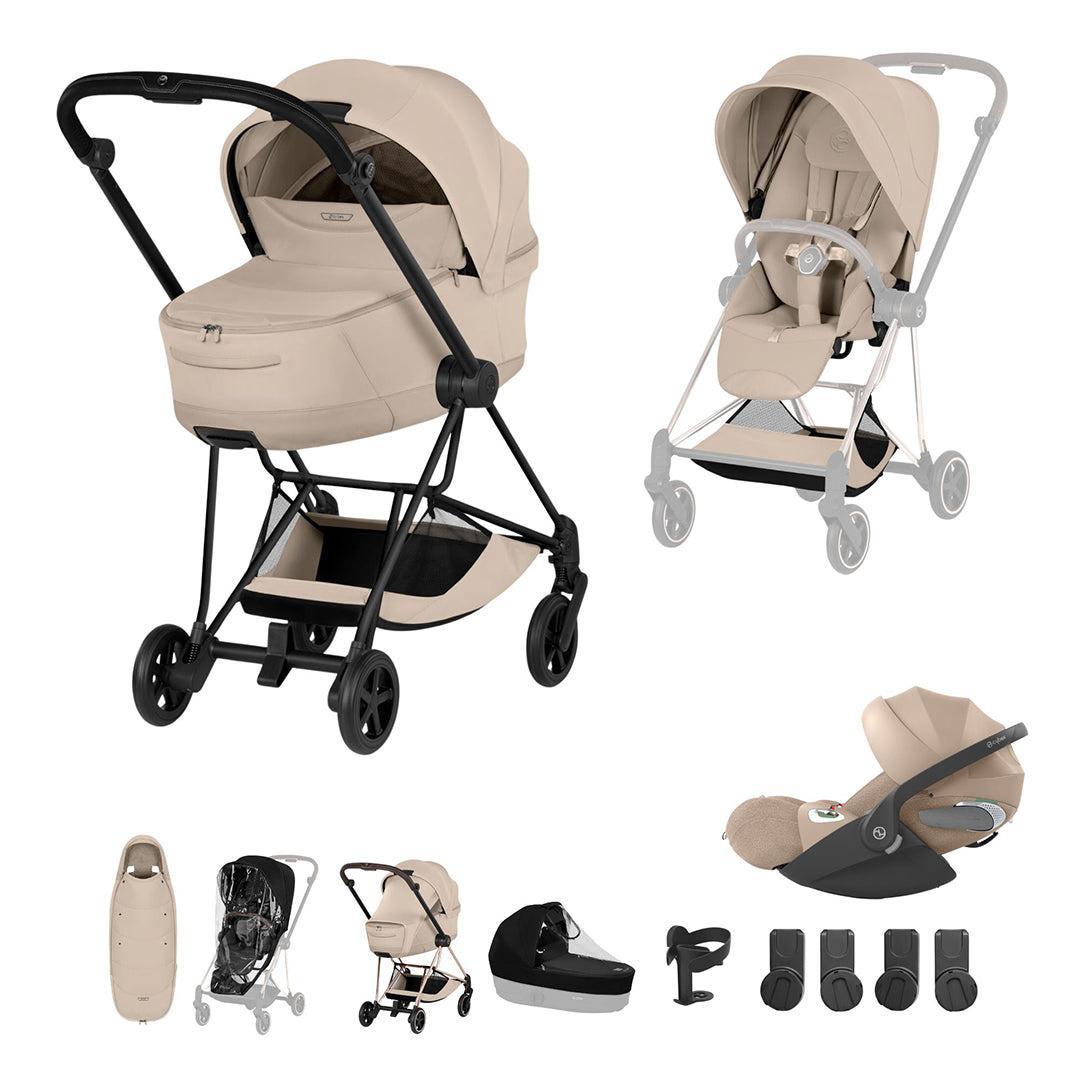 Cybex Mios Ultimate Accessory Bundle - Style Collection-Travel Systems-Cozy Beige-Matt Black | Natural Baby Shower