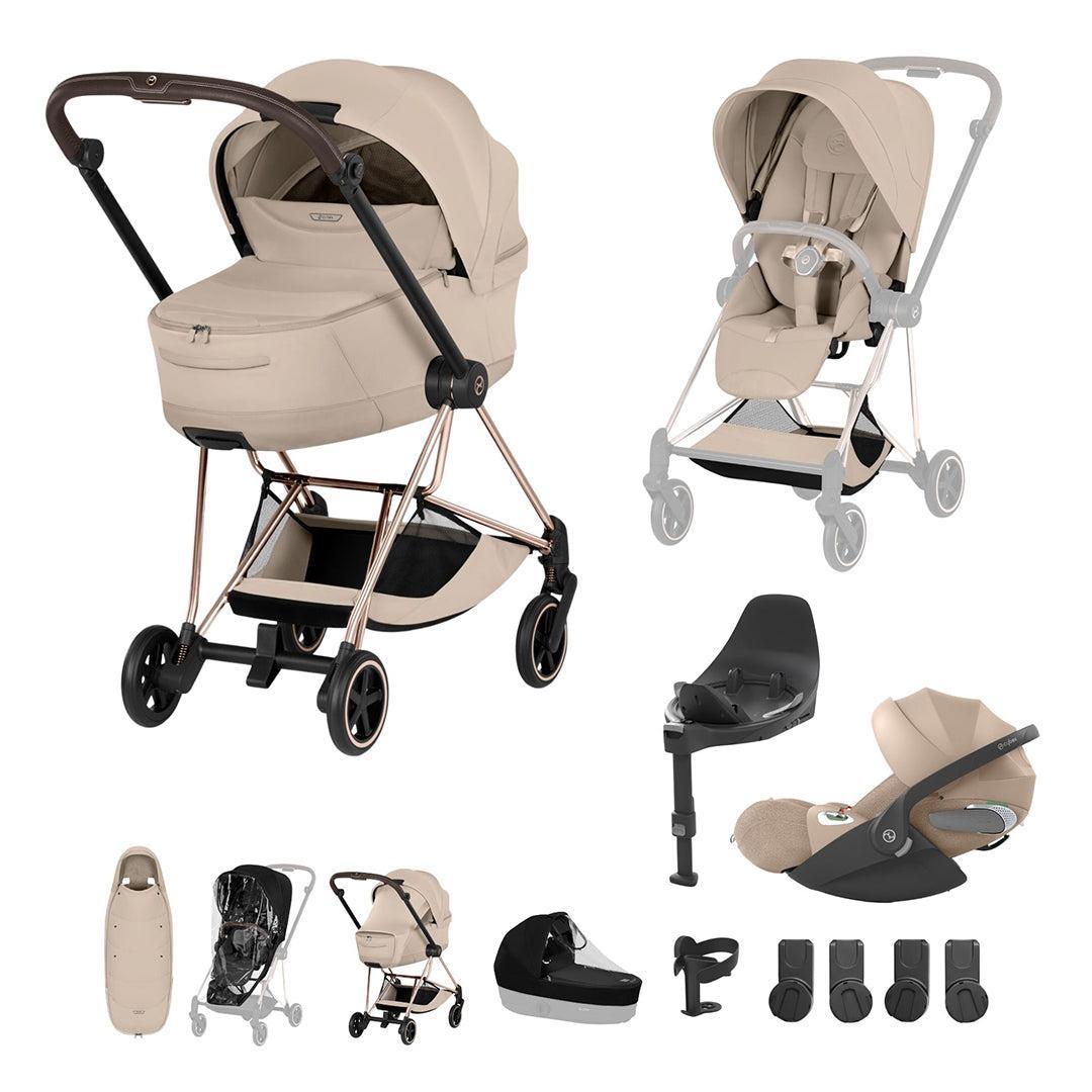 Cybex Mios Ultimate Accessory Bundle - Style Collection-Travel Systems-Cozy Beige-Rose Gold | Natural Baby Shower