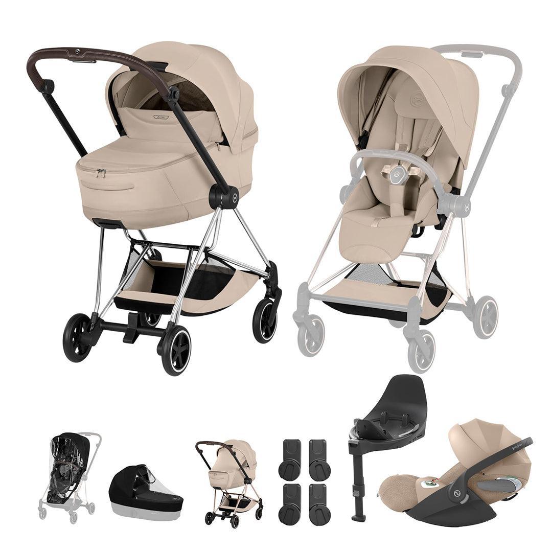 Cybex Mios Ultimate Bundle - Style Collection-Travel Systems-Cozy Beige-Chrome Brown | Natural Baby Shower