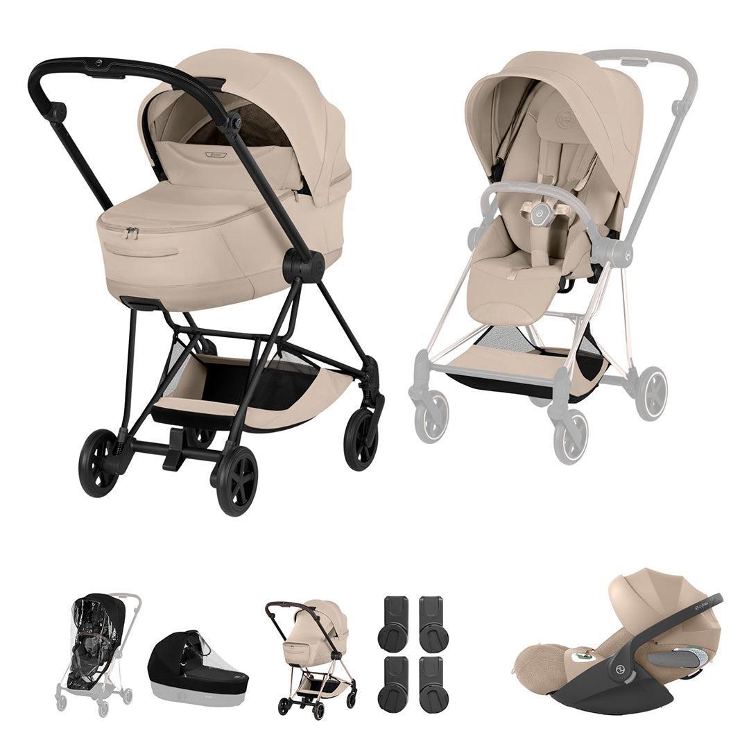 Cybex Mios Ultimate Bundle - Style Collection-Travel Systems-Cozy Beige-Matt Black | Natural Baby Shower