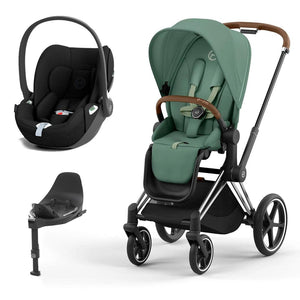 CYBEX Priam Cloud T Travel System - Leaf Green-Travel Systems-Chrome Brown-None | Natural Baby Shower