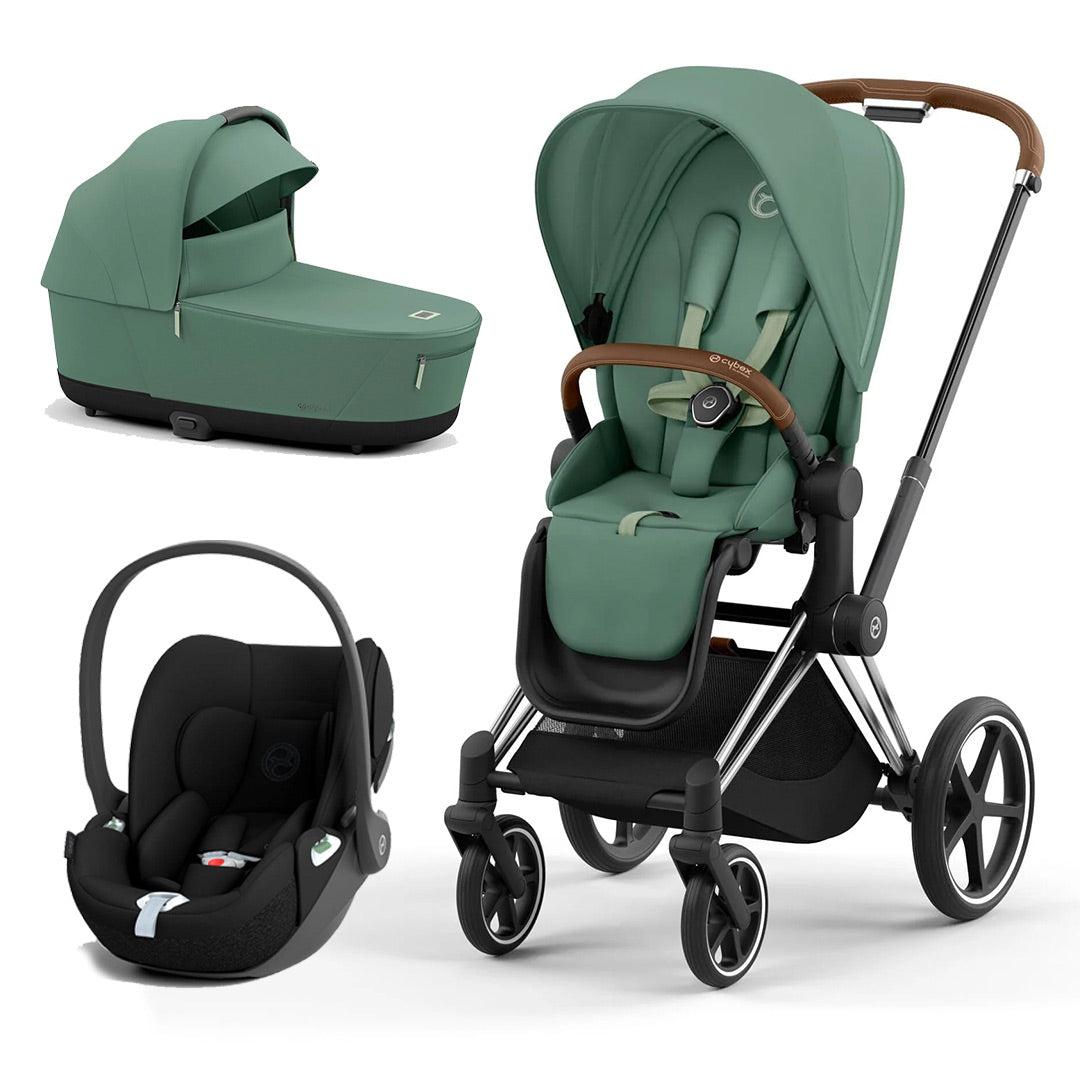 CYBEX Priam Cloud T Travel System - Leaf Green-Travel Systems-Chrome Brown-Lux | Natural Baby Shower