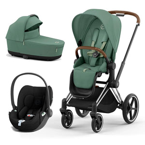CYBEX Priam Cloud T Travel System - Leaf Green-Travel Systems-Chrome Brown-Lux | Natural Baby Shower