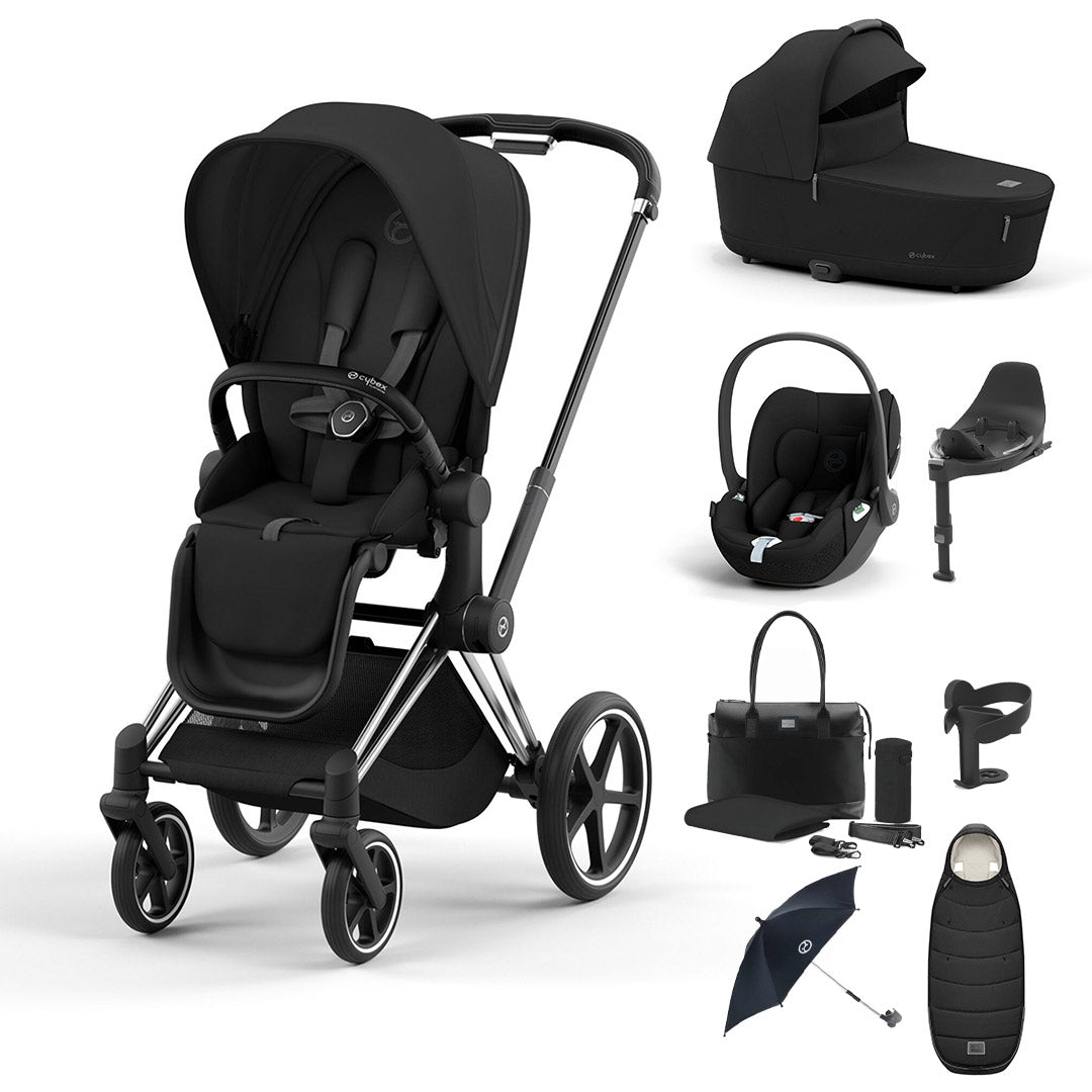 CYBEX Priam Ultimate Bundle-Travel Systems-Sepia Black-Chrome Black | Natural Baby Shower