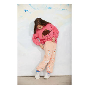 Mini Rodini - Nakışlı Fare Organik Pamuklu Sweatshirt | Pembe