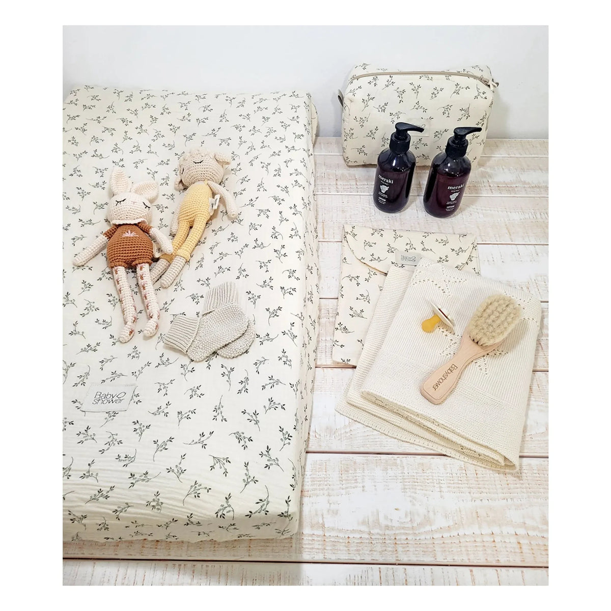 Babyshower - Alt değiştirme örtüsü Olive | Ecru