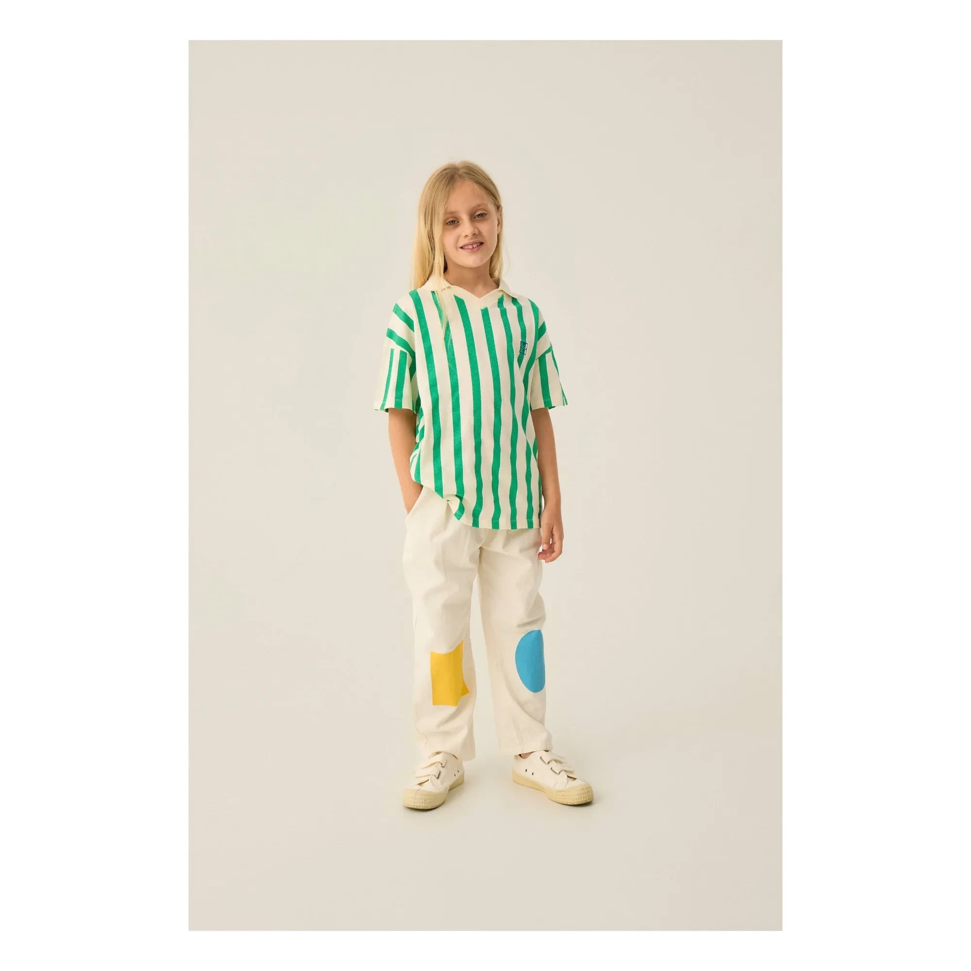 The Campamento - Yeşil Oversize Çizgili Polo Tişört