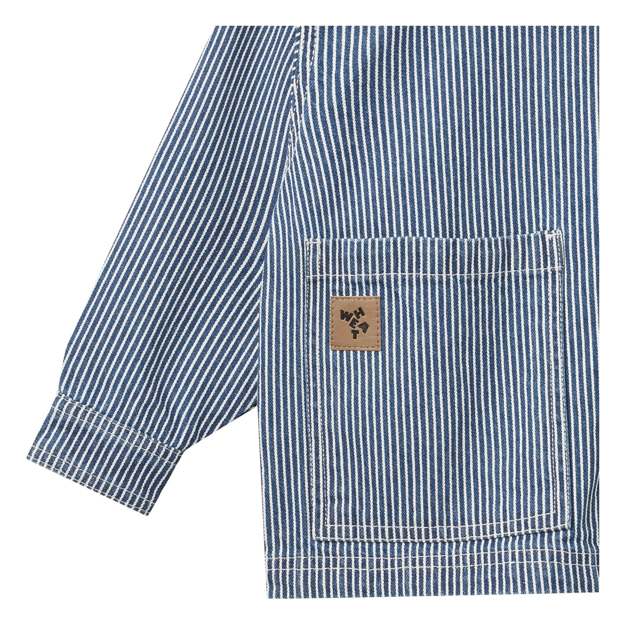 Wheat - Cole Denim Çizgili Organik Pamuk Ceket | Mavi