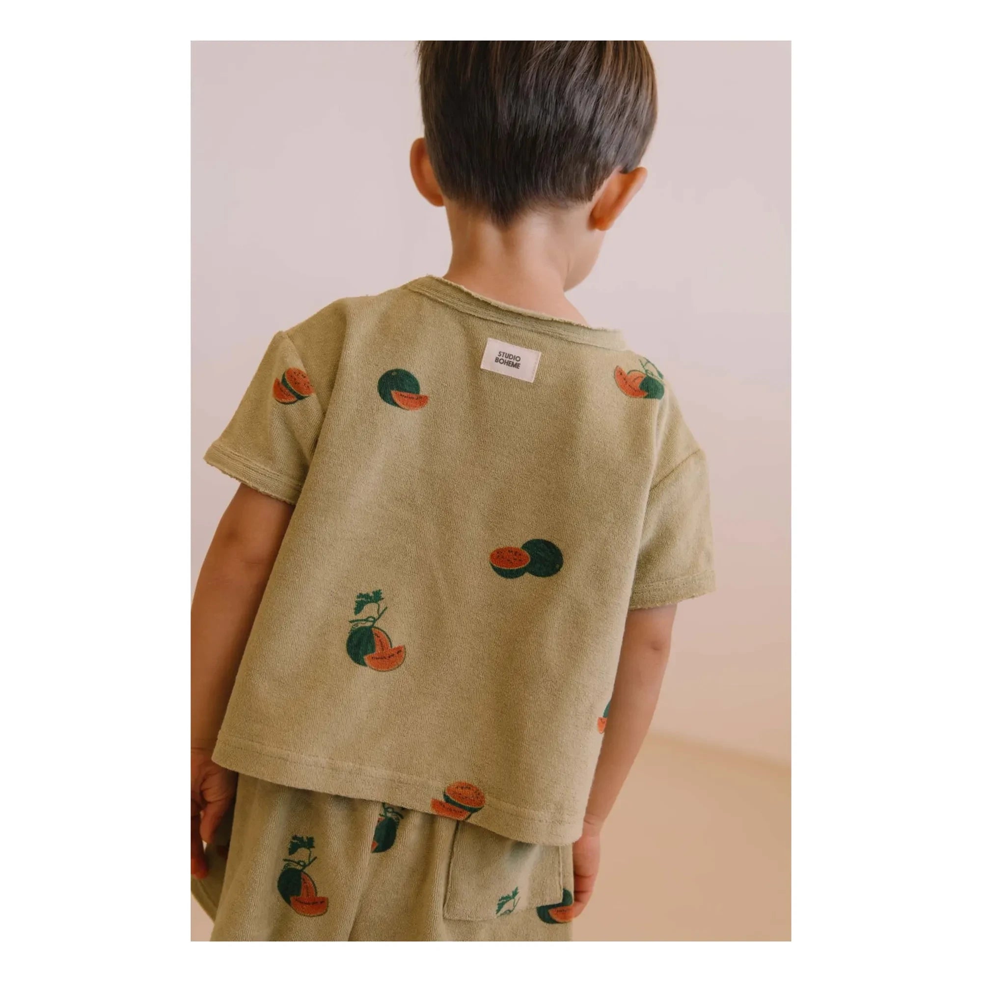 Studio Bohème - Essential Watermelon Organik Pamuk Sünger Tişört | Haki