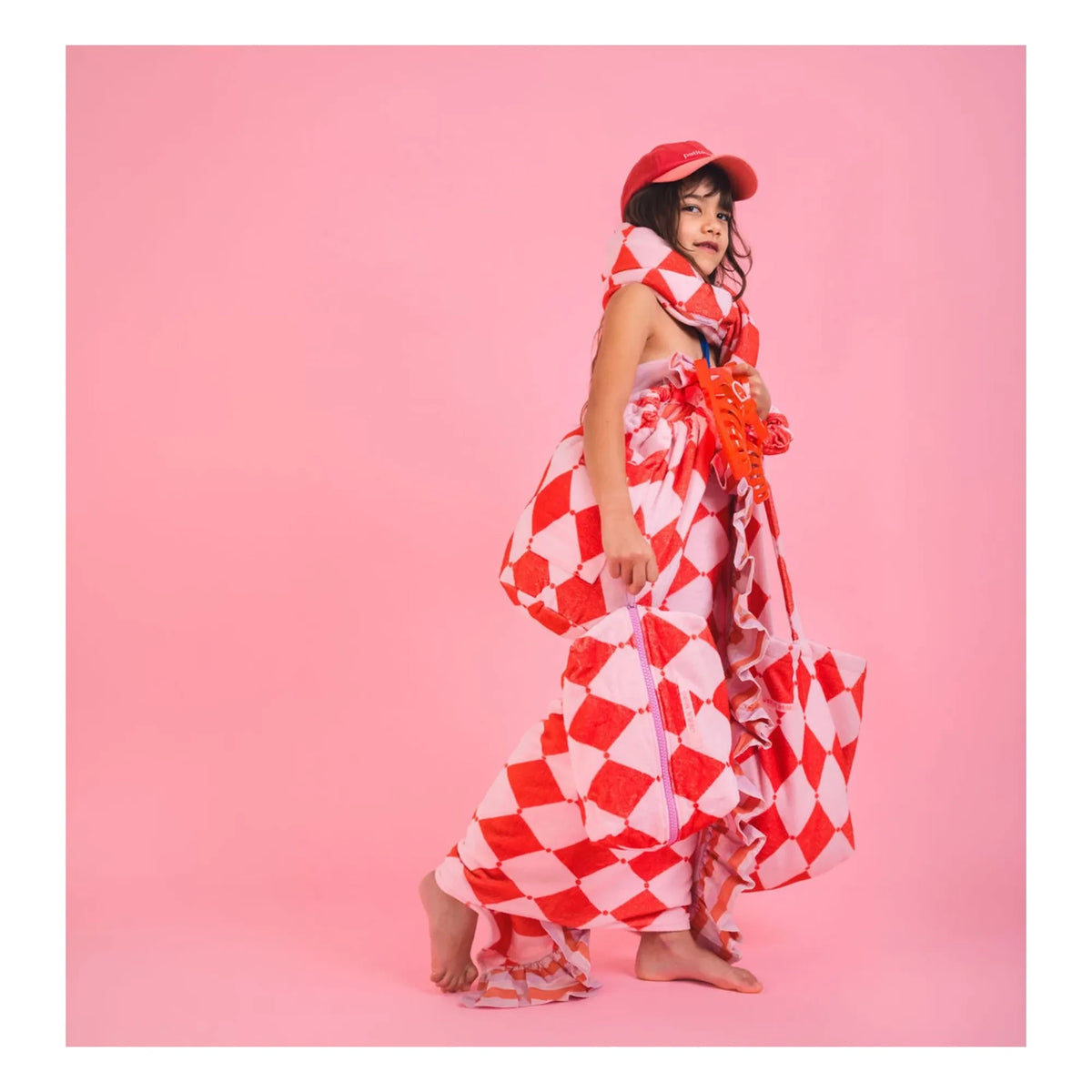 Jera Mini - Pembe | Losanges Terrycloth Cep Sırt Çantası