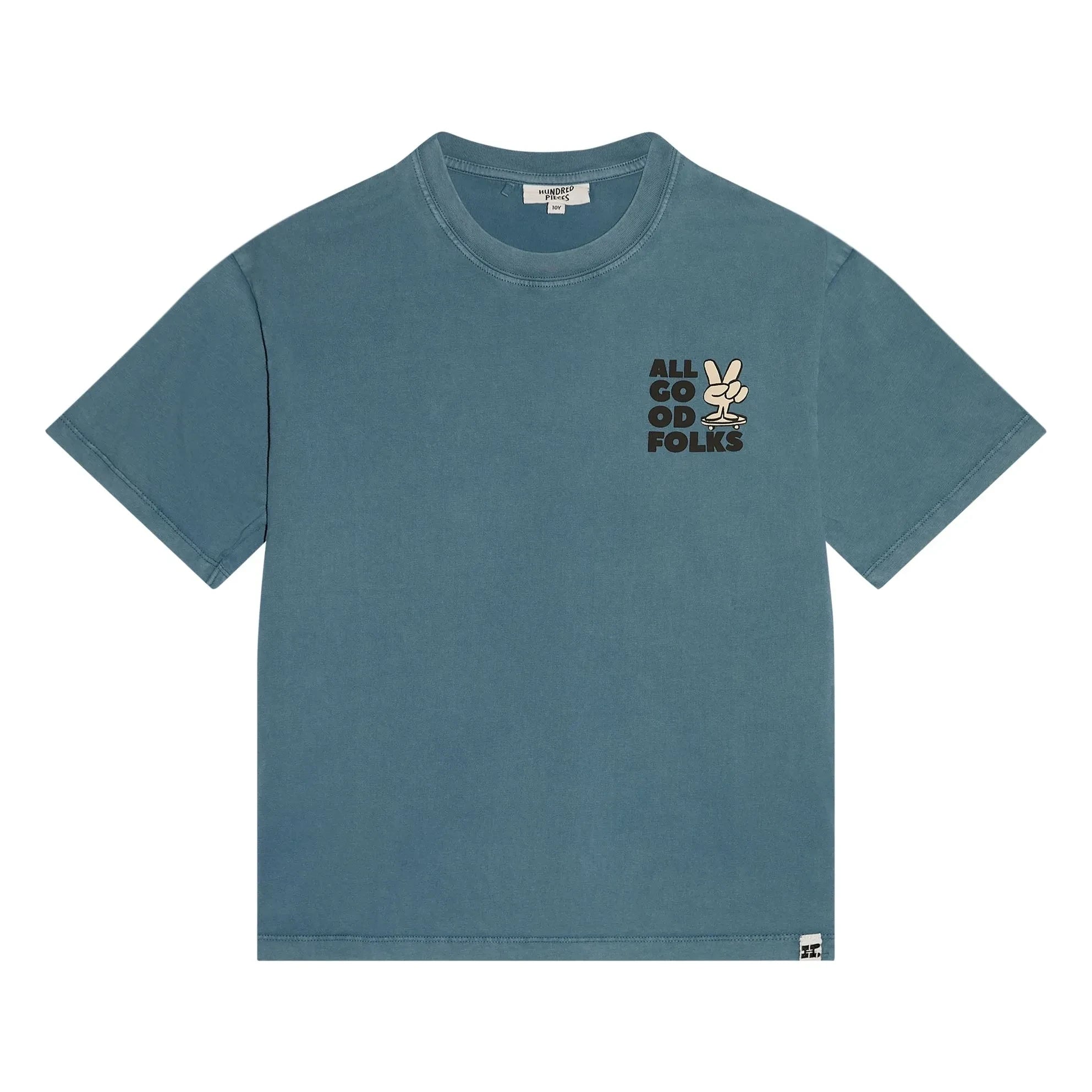 Hundred Pieces - Finn organik pamuklu T-shirt | Mavi