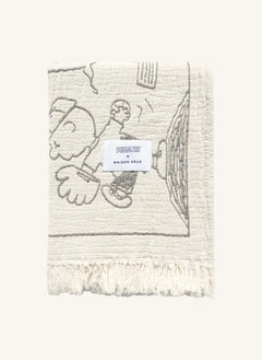 Maison Deux - Maison Deux x Peanuts | بطانية قطنية مطبوعة ببيسبول البيضاء