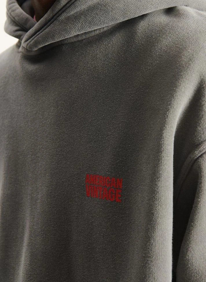 American Vintage - Plizzy Kapüşonlu Sweatshirt | Koyu Gri
