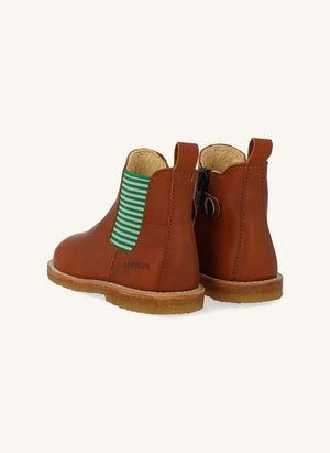 Angulus - Çizgili Chelsea Botlar Fermuarlı Kayışlar | Cognac