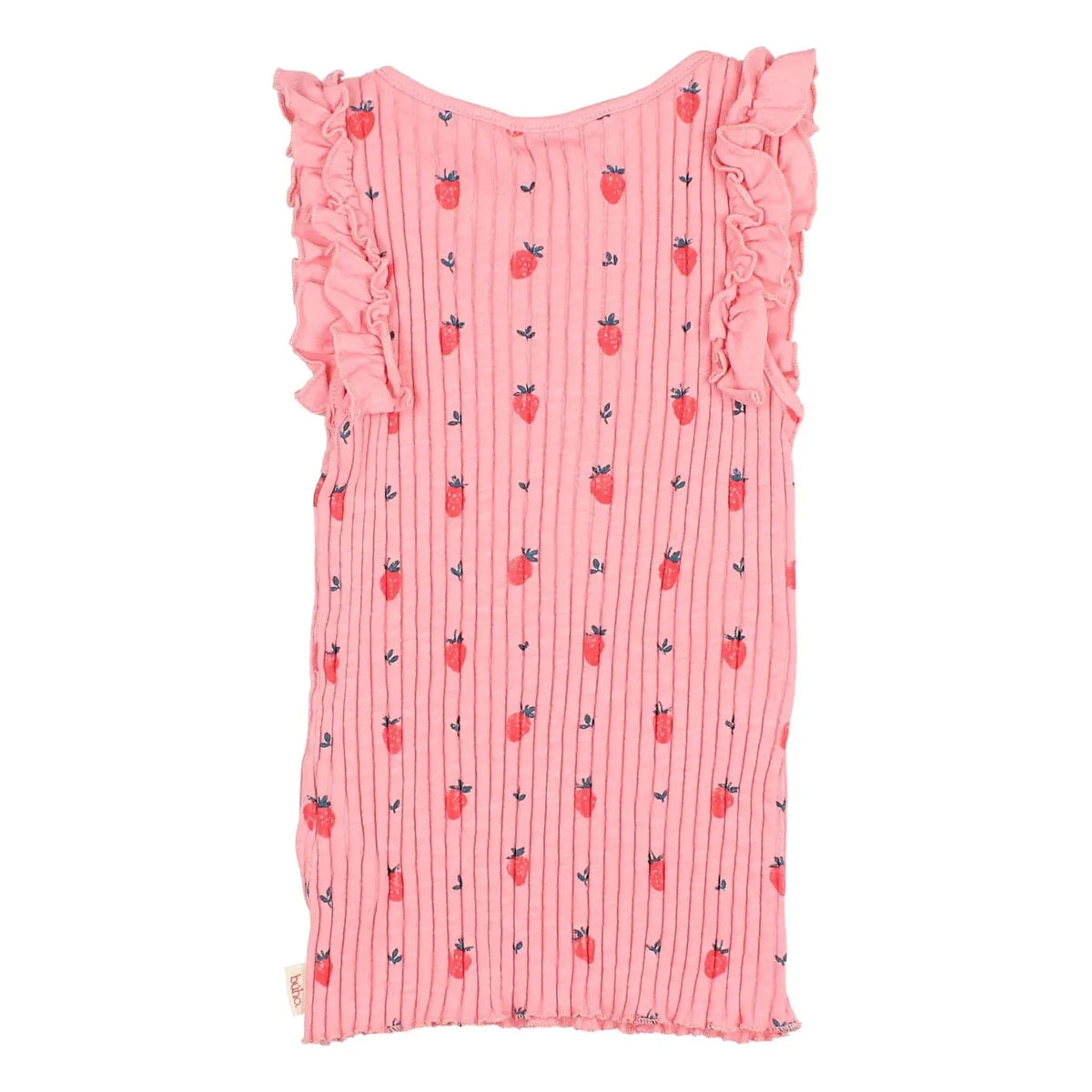 Búho - Çizgili Atlet Strawberry Ruffles Organik Pamuk | Şeker pembesi