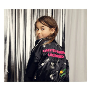 Mini Rodini - Alien Saten Geri Dönüştürülmüş Elyaf Baseball Ceket | Siyah