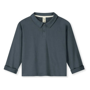 Gray Label - Organik pamuk polo gömlek | Gri mavi