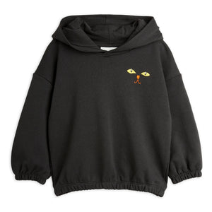 Mini Rodini - Siyah Organik Pamuklu Kedi Kapüşonlu Sweatshirt