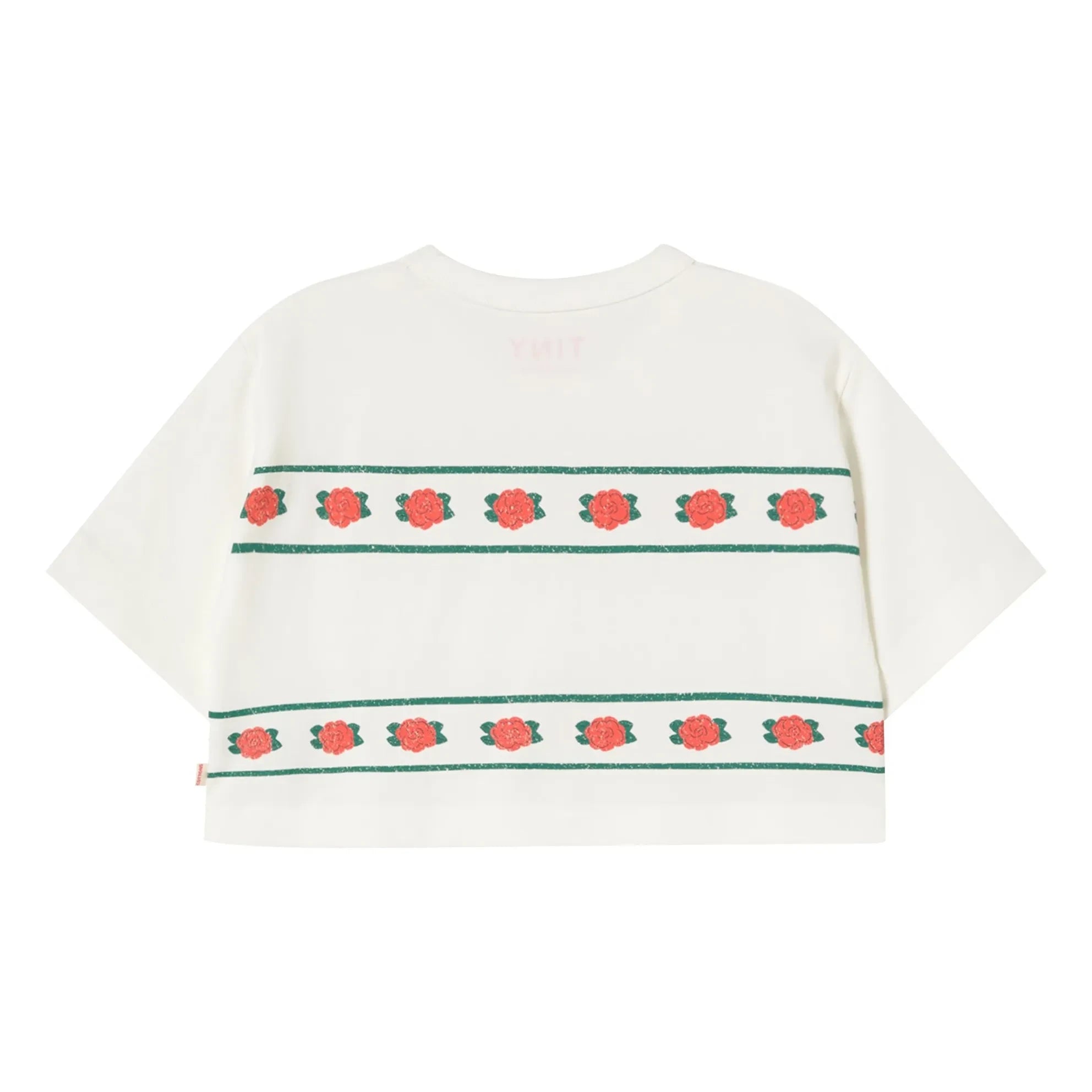 Tinycottons - Crop Roses Organik Pamuk Tişört | Beyaz