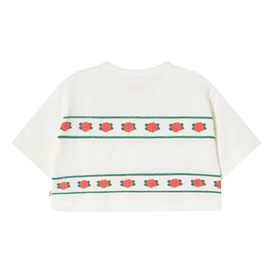 Tinycottons - Crop Roses Organik Pamuk Tişört | Beyaz