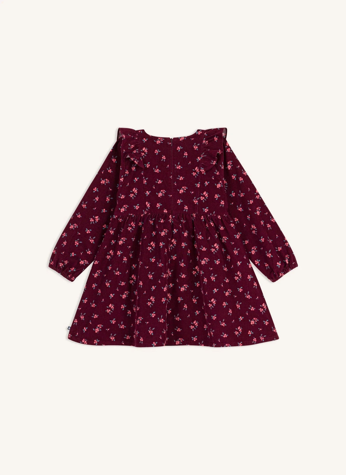 Petit Bateau - فستان كشكش مزين بالزهور من قماش قطني-كتاني عضوي | بوردو