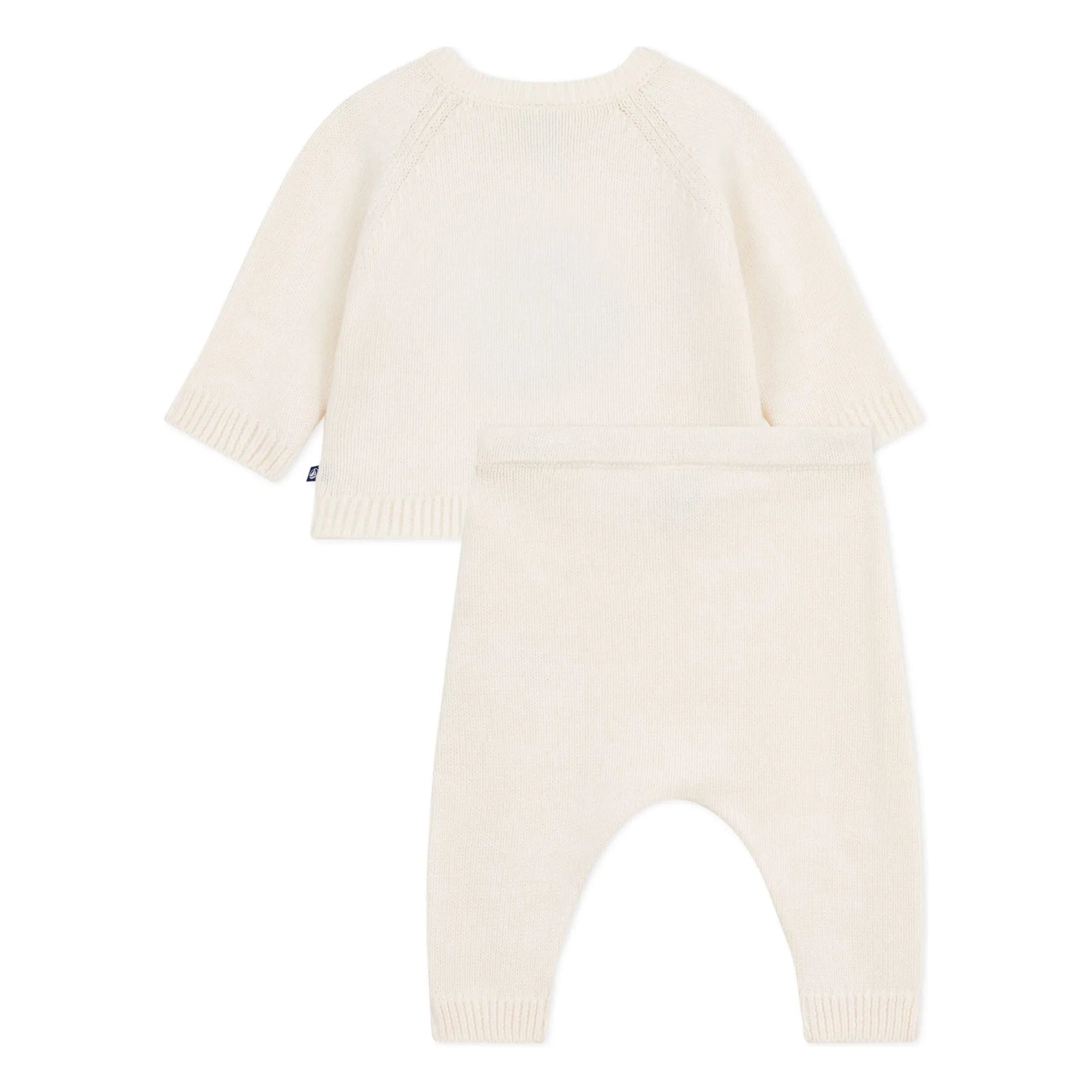 Petit Bateau - Penguen Yün Kazak ve Tayt Seti | Ekru