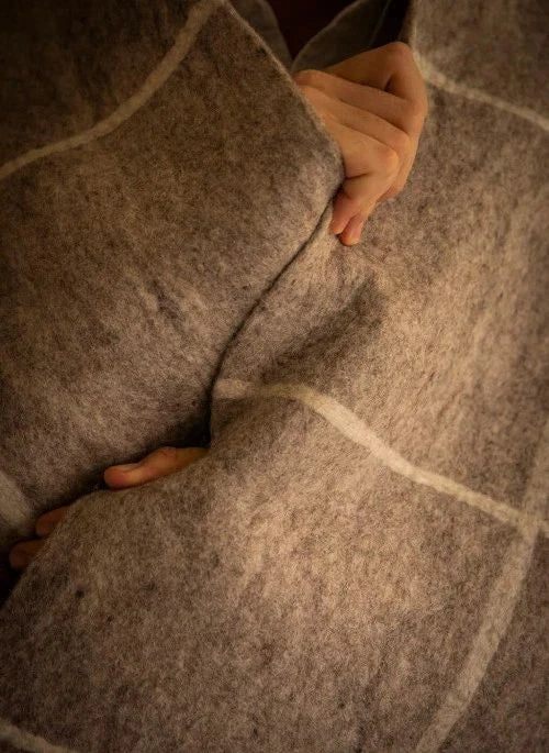Muskhane - Nuno بطانية لبادة منقوشة بمربعات | Heather Grey