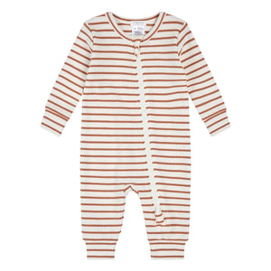 Petit Lem - Çizgili Fitilli Organik Pamuk ve Modal Ayaklı Pijama | Kil