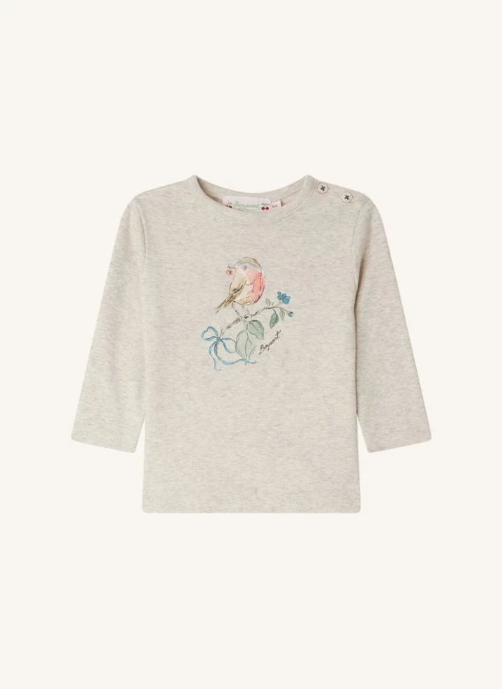 Bonpoint - Tahsina organik pamuklu fitilli T-shirt | Heather beige
