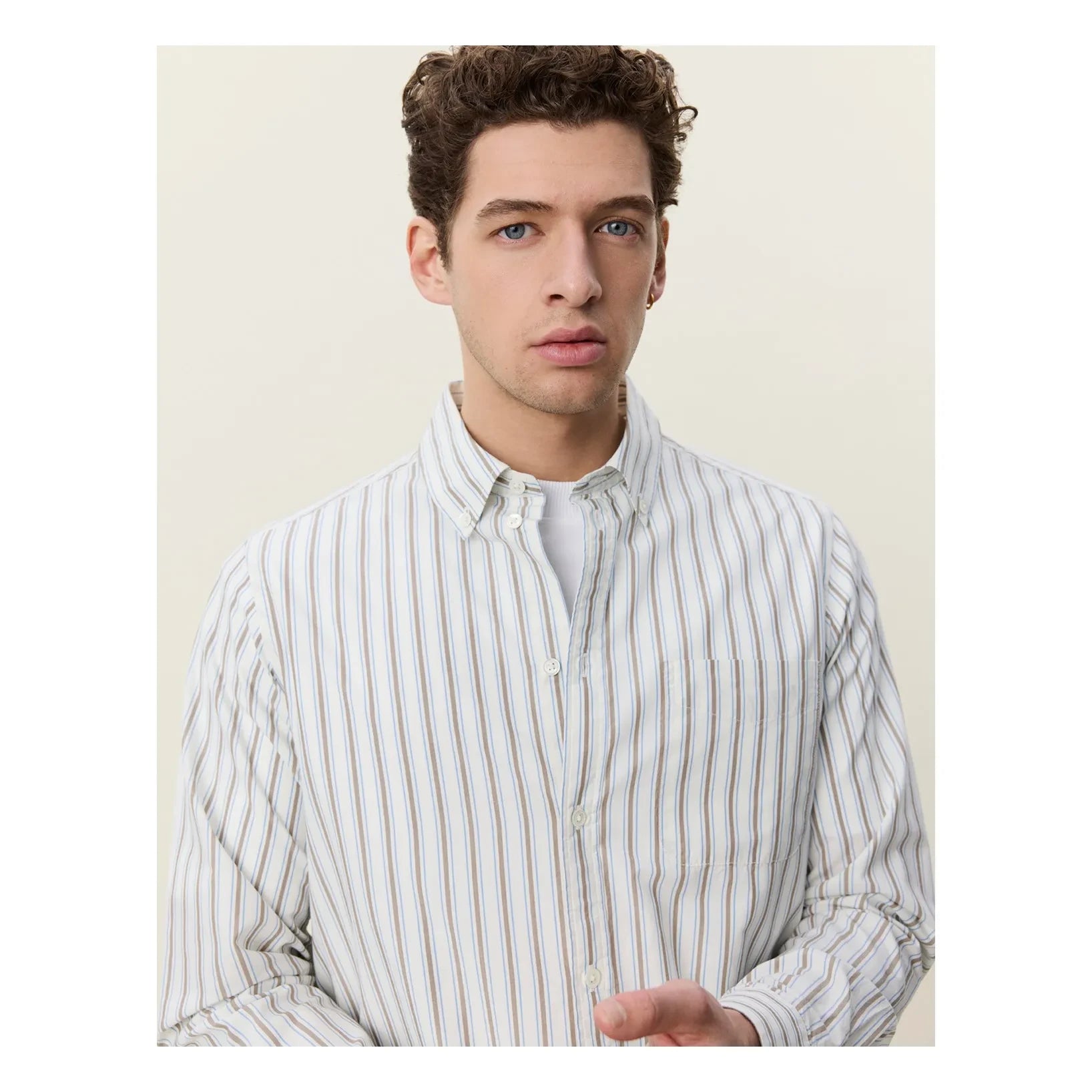 Les Deux - Çizgili Poplin Gömlek | Beyaz - Fildişi