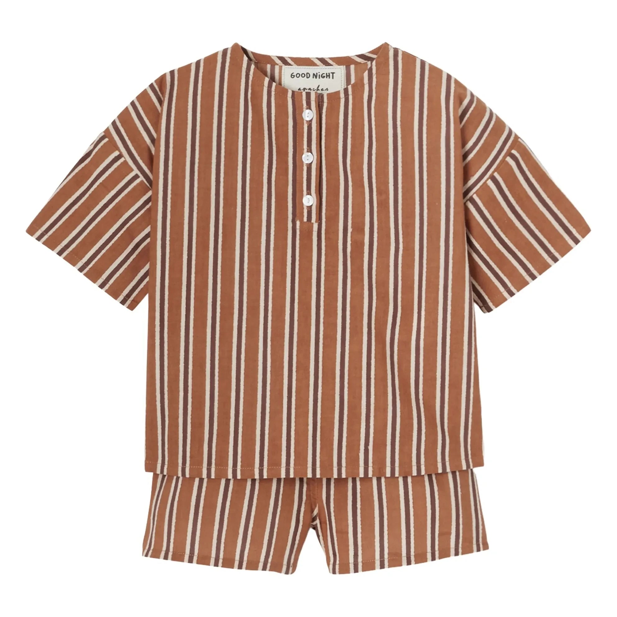Apaches - Prial Çizgili Pijama | Kahverengi