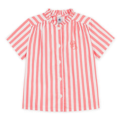 Petit Bateau - Çizgili Organik Pamuk Bluz | Mercan
